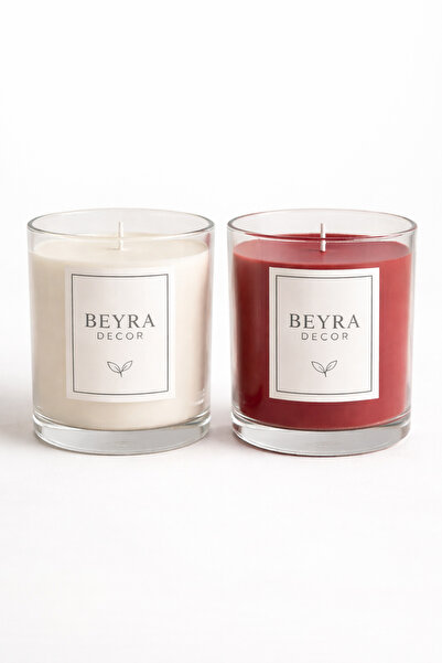 beyra decor İkili Cam Bardak Mum Seti – El Yapımı Kokulu Mum | Dekoratif, Spa...