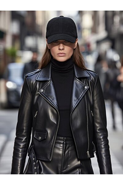 BY SCK Şapcă de baseball unisex din piele de căprioară autentică