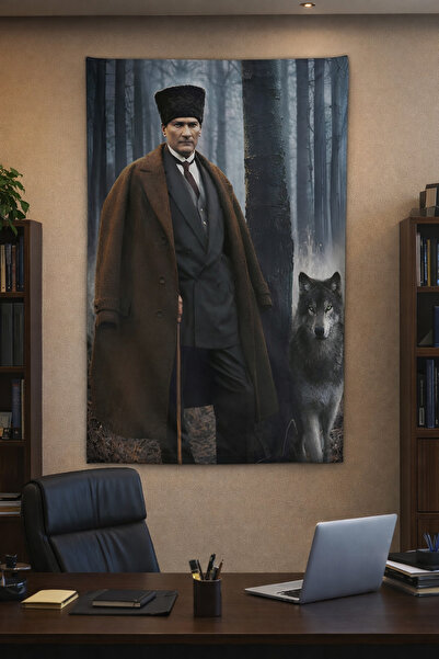 Vendini غطاء حائط أتاتورك - قائدنا العظيم Wall Tapestry