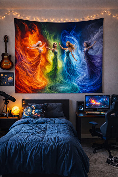 Vendini Kaliteli Kumaş, Canlı Renkler Duvar Halısı Duvar Örtüsü Wall Tapestry