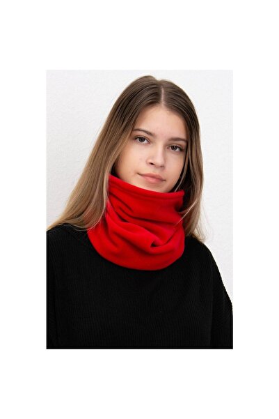 eleven market Kırmızı Polar Boyunluk Bayan Polar Boyunluk Bere