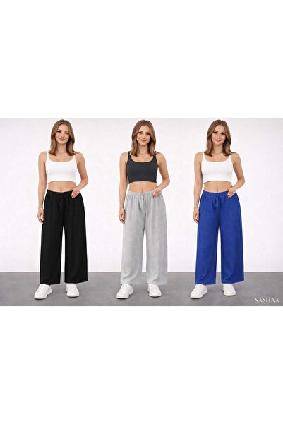 Asel 3 Шт. чорні сірі темно-сині жіночі приталені зручні штани піжама повсякд...