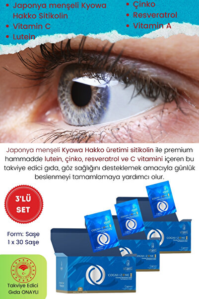 VITANIQ Cognizone I Saşe Göz ve Sinir Sistemine Destek – 90 Günlük Sitikolin ...