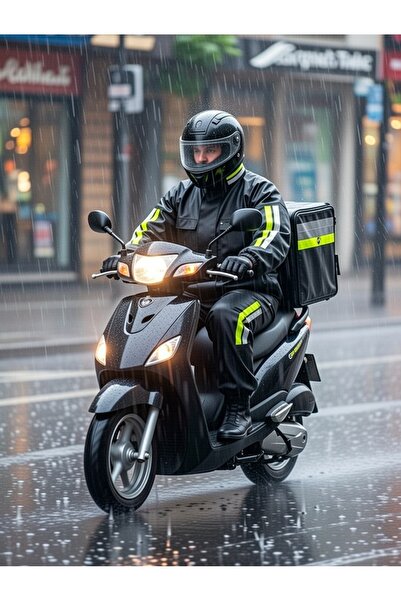 Genel Markalar Reflektörlü Motorcu Yağmurluğu Kurye Yağmurluğu Alt Üst Takımı...