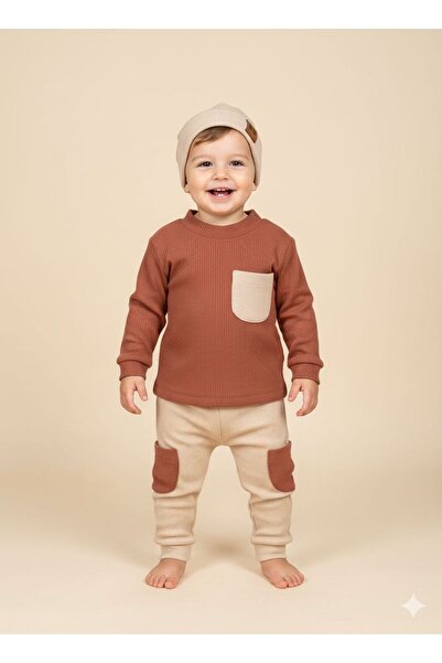 Bolly Baby حياكة مضلعة طقم أطفال للأولاد مكون من 3 قطع مع تفاصيل جيب مرنة من ...