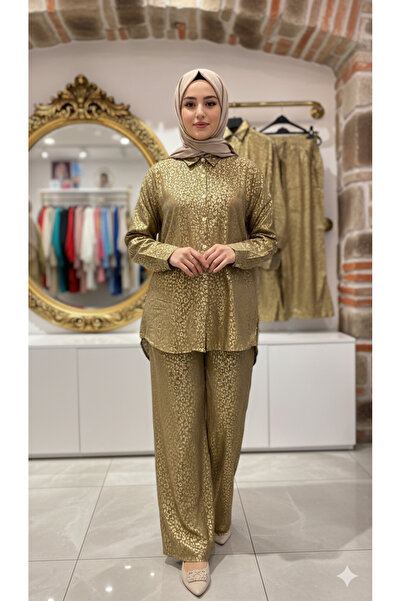 EB SCARF İtal Jacquard Cotton Tiny Leopard Print Double Set