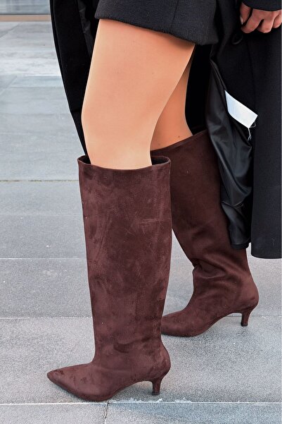 I Love Shoes Gwen Kadın Topuklu Çizme Acıkahve Süet