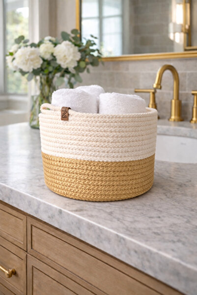 Naspar Gold & Golden Basket Multi-Purpose Organizer Basket, Bathroom, Kitchen...