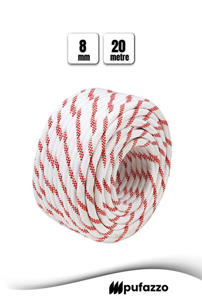 PUFAZZO İskota Halat 8mm 20m - Polyester Knitted Rope - Durable Marine, Sailo...