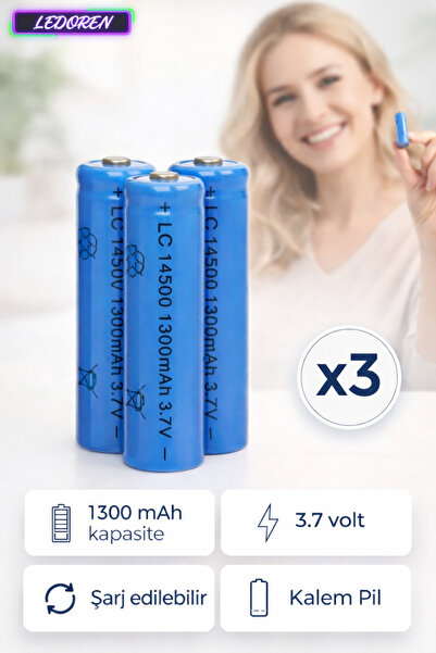 L'eDoren 1300 Mah 3.7 V Şarj Edilebilir AA Kalem Pil Lc 14500 Şarj Edilebilen...