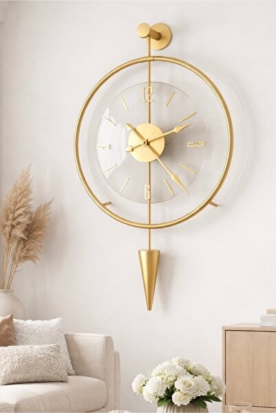 MetaQuartz Aksesuar Gold LuxPen Modern Dekoratif Metal Duvar Saati