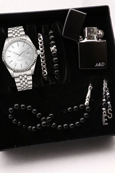 Northwatch Kişiye Özel Metal Erkek Saat, Özel Çakmak , Bileklik Ve Tesbih Seti