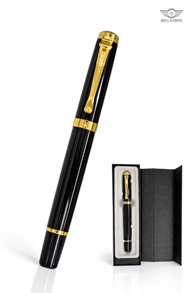 MELL & SWIPE Kişiye Özel Kalem Isim Baskılı Lüks Hediyelik Siyah Altın Tokalı...