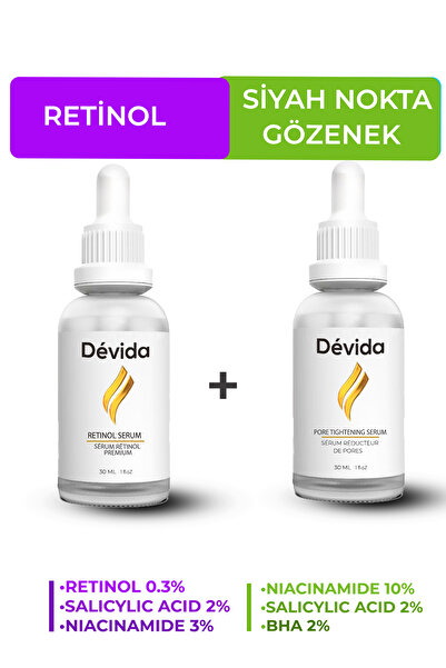 Devida Retinol + Gözenek ve Siyah Nokta Önleyici 2'li Bakım Seti