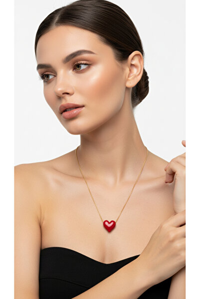 LUCKY ACCESSORIES سلسلة فولاذية من زجاج مورانو على شكل قلب