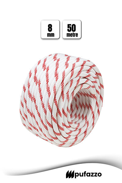 PUFAZZO İskota Halat 8mm 50m - Polyester Knitted Rope – Durable Marine, Sailo...