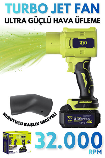 7GO 7GAB01 21V Kablosuz Hava Üfleyici | 32.000RPM Turbo Fan, 12.000mAh Batary...