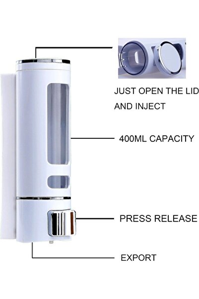 MAİN SHOP 1 komad belog 400ml ručnog dozatora šampona za kupatilo, kuhinju, u...