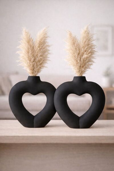 Minima Art Studio Kalp 2’li Bohem 16 cm Vazo Pinterest Pampas Vazosu Dekorati...