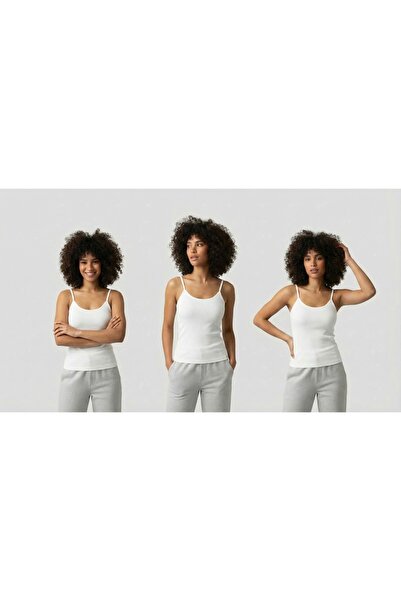 Betimoda Cameră de corp cu bretele din bumbac Lycra 3 bucăți alb