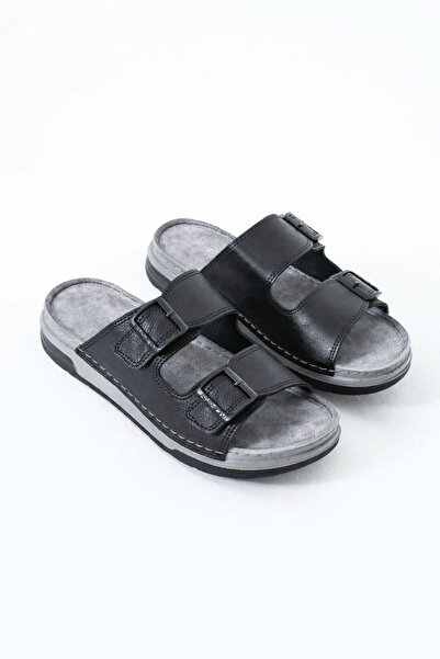 ADIMİST Ανδρικές δερμάτινες (συνθετικές) ορθοπεδικές παντόφλες με διπλή σόλα ...