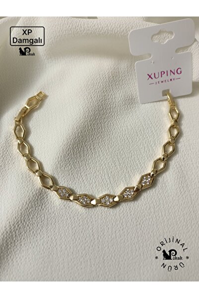 XUPING JEWELRY POKAK 14k Altın Kaplama Zirkon Taşlı Baklava Model Kuyumcu İşç...