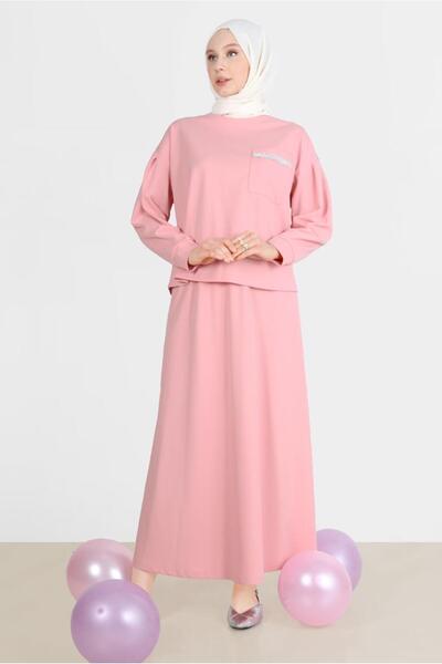 Alvina STONE POCKET DETAILED DOUBLE SKIRT SET 42658