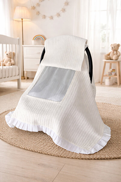 Genel Markalar Örgü %100 Pamuk Organik Kumaş Pencereli Puset Örtüsü