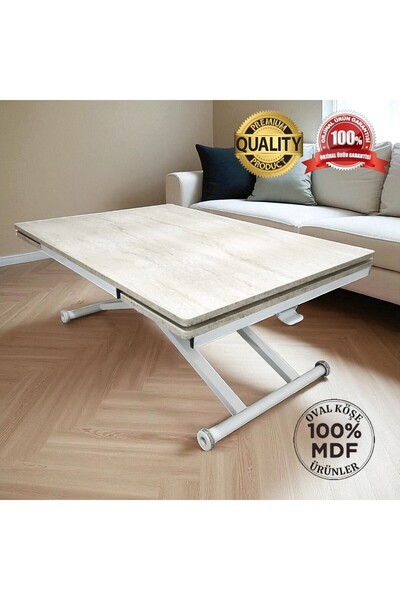 SEHPAM AKILLI Yan Baştan Açılır Akıllı Yemek Masası Oval Mdf Tabla Alt Mekani...