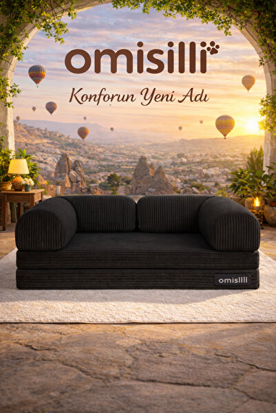 OMİSİLLİ Kaymaz Cırt Bantlı Katlanabilir Kanepe Yatak – Fitilli Kadife, Yıkan...
