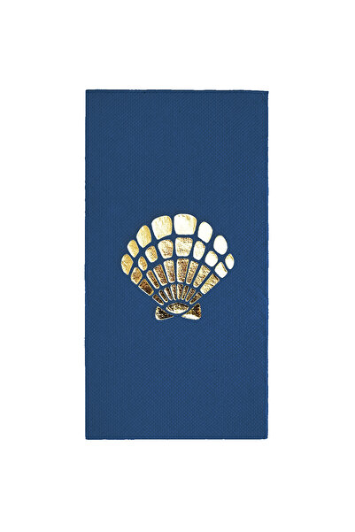 Story 40X40 cm Gold Foil Oyster Shell Marine Patterned 16-Piece 1/8 Fold Navy...