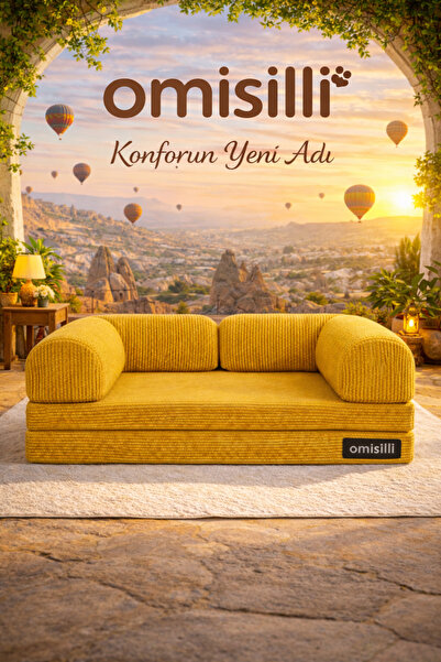 OMİSİLLİ Kaymaz Cırt Bantlı Katlanabilir Kanepe Yatak – Fitilli Kadife, Yıkan...