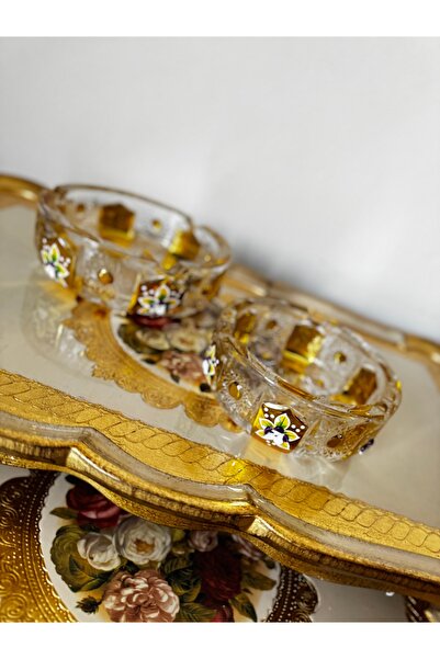 hediye طبق زجاجي مزخرف من إستير هوم ديكور