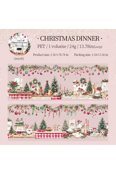 Choice E 65mm * 2m/roll Christmas Eve Series PET Sticker Creative DIY Handmad...