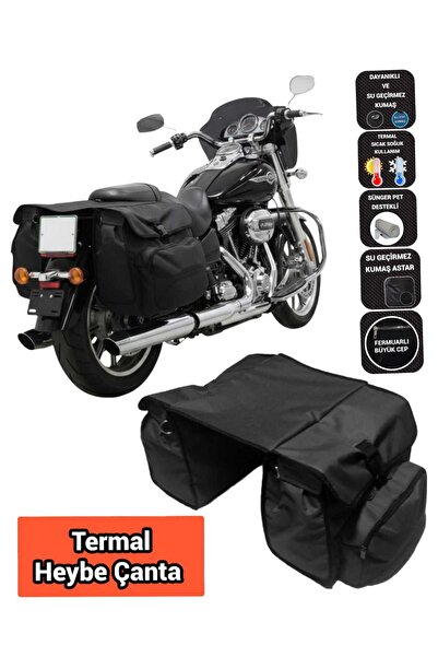 SEVBAGS MOTOSİKLET HEYBE ÇANTASI TERMAL TERMOSLU CEPLİ SİYAH
