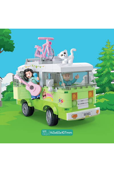 Ogi Mogi Toys مجموعة مكعبات بناء تعليمية مضيئة على شكل سيارة تخييم خضراء، 304...