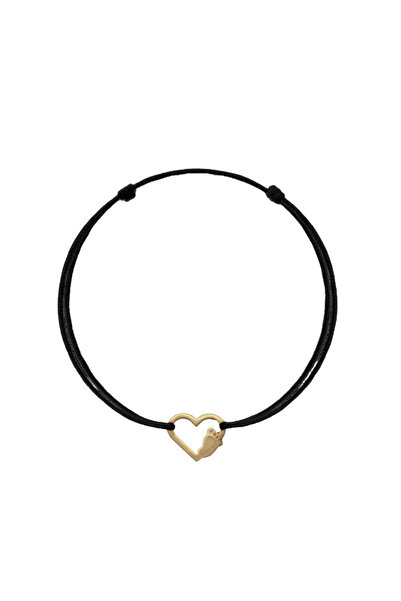 Bijuteria SORELLY Brățară din aur de 14k cu inimă și picioare, cu dungi negre