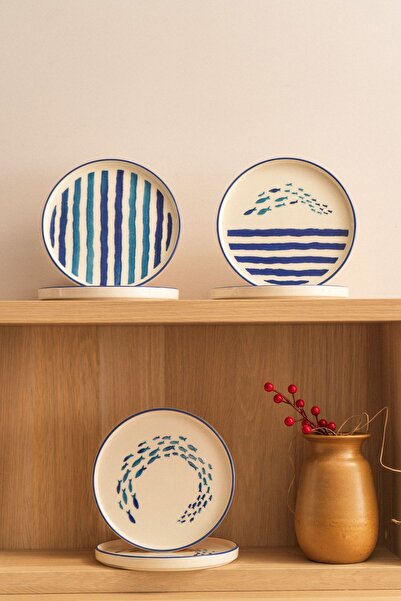 Kevin Seramik Hand Made Marin 6-Piece Special Design Stackable Cake Plate Set