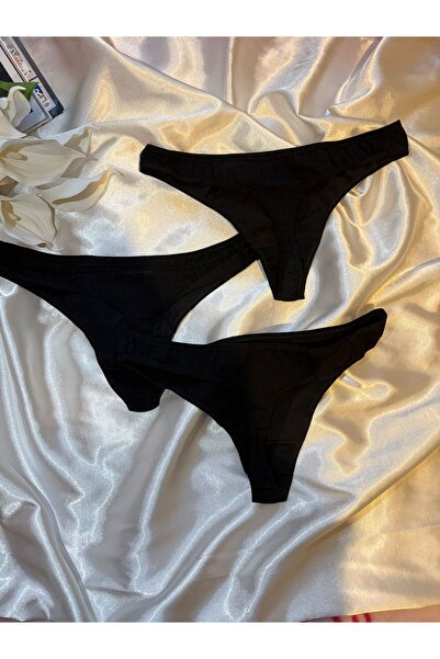 Aydoğan Kadın String Külot - 3 Adet Siyah Renk
