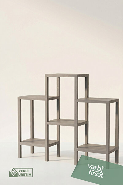 Varbifırsat Piramit 6 Lı Plastik Raf Ünitesi, Çiçeklik, Banyo, Mutfak Rafı, A...