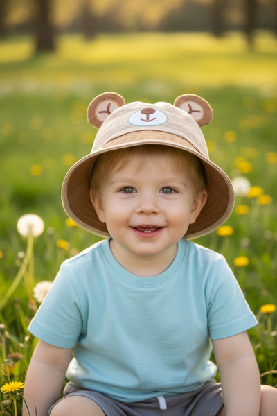 Kitti Erkek Bebek Ayıcık Şapka Fötr (1-3 Yaş)