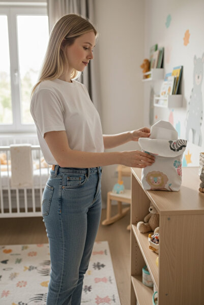 Soft and Baby حقيبة حمل بيضاء لطيفة على شكل حيوانات (قماش سميك بطباعة رقمية)