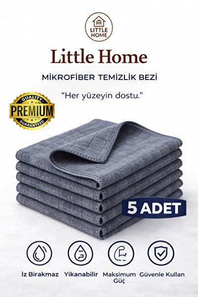 Little Home Mikrofiber 10 ADET Mikrofiber 360 GSM Kareli Genel Temizlik Bezi ...