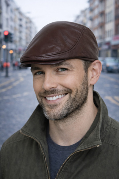 PaminBags Aksesuar Lastikli Hakiki Deri Ördek Kasket Şapka