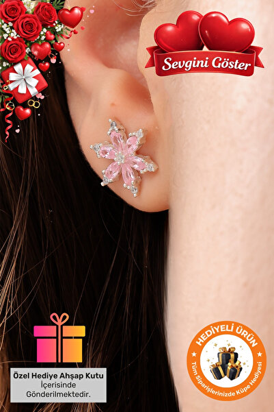 Lucente Jewellery 925 Ayar Hediye Kutulu Lotus Küpe Gümüş Kaplama Sevgililer ...