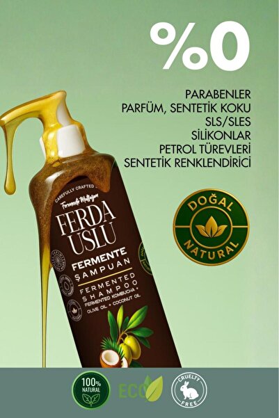Fermente Mutfağım Kombucha Özlü Fermente Şampuan -3 Adet- Organik Zeytinyağı + Hindistan Cevizi Yağı + E Vitamini 250