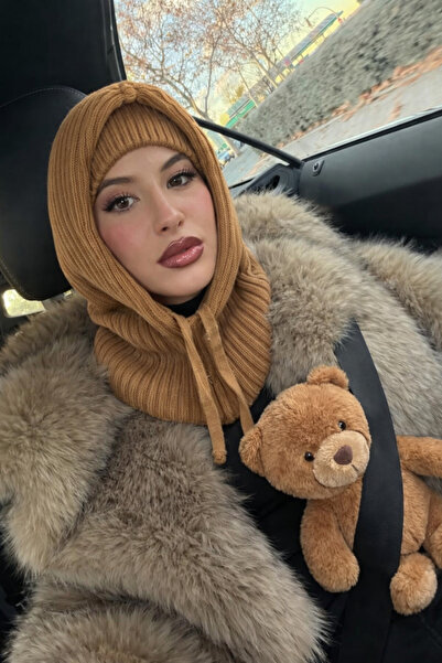 CROCUS DESIGN Triko örgü balaclava bere taba rengi