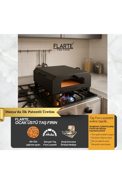 Firest Flarte Ocak Üstü Taş Fırın Camlı Pro Model