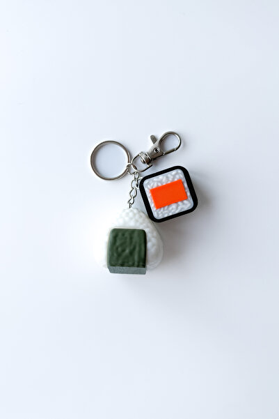 sin istanbul Onigiri - Breloc cu lanț de argint pentru sushi, ornament pentru...