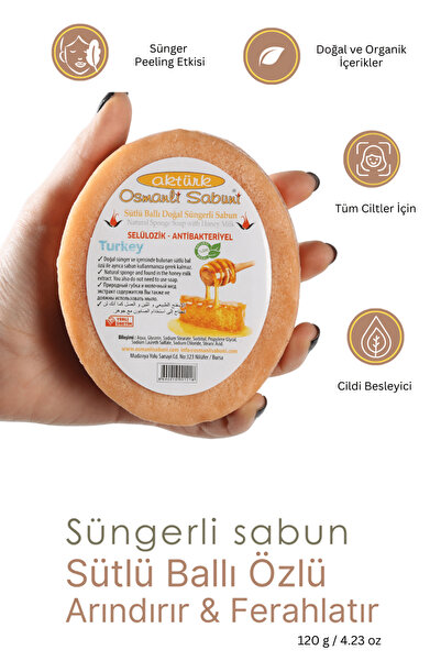 Sütlü Ballı Honey Milk Özlü Gliserinli - Köpüklü Banyo Süngeri 120 Gr